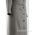 Manteau anti-poussière à rayures grises pour femmes